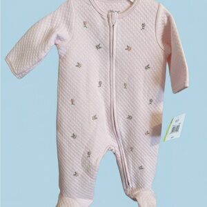 Pink Quilted Floral Baby One-Piece